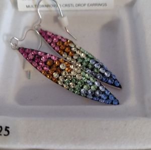 Swarovski Multicolor Earrings Dangle In Box not worn